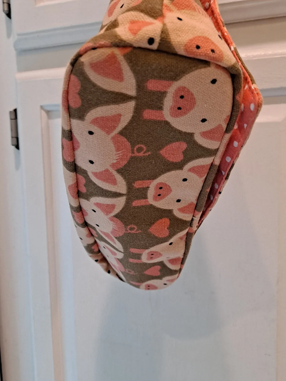 bungalow 360 Pink & Tan Piglet Small Messenger Cotton Canvas Crossbody Bag